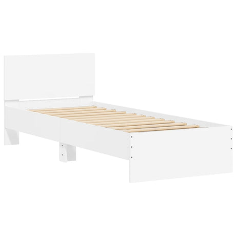 Vidaxl bedframe met hoofdeinde bewerkt hout wit 90x190 cm