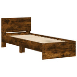 Vidaxl bedframe met hoofdeinde bewerkt hout gerookt eiken 90x190 cm