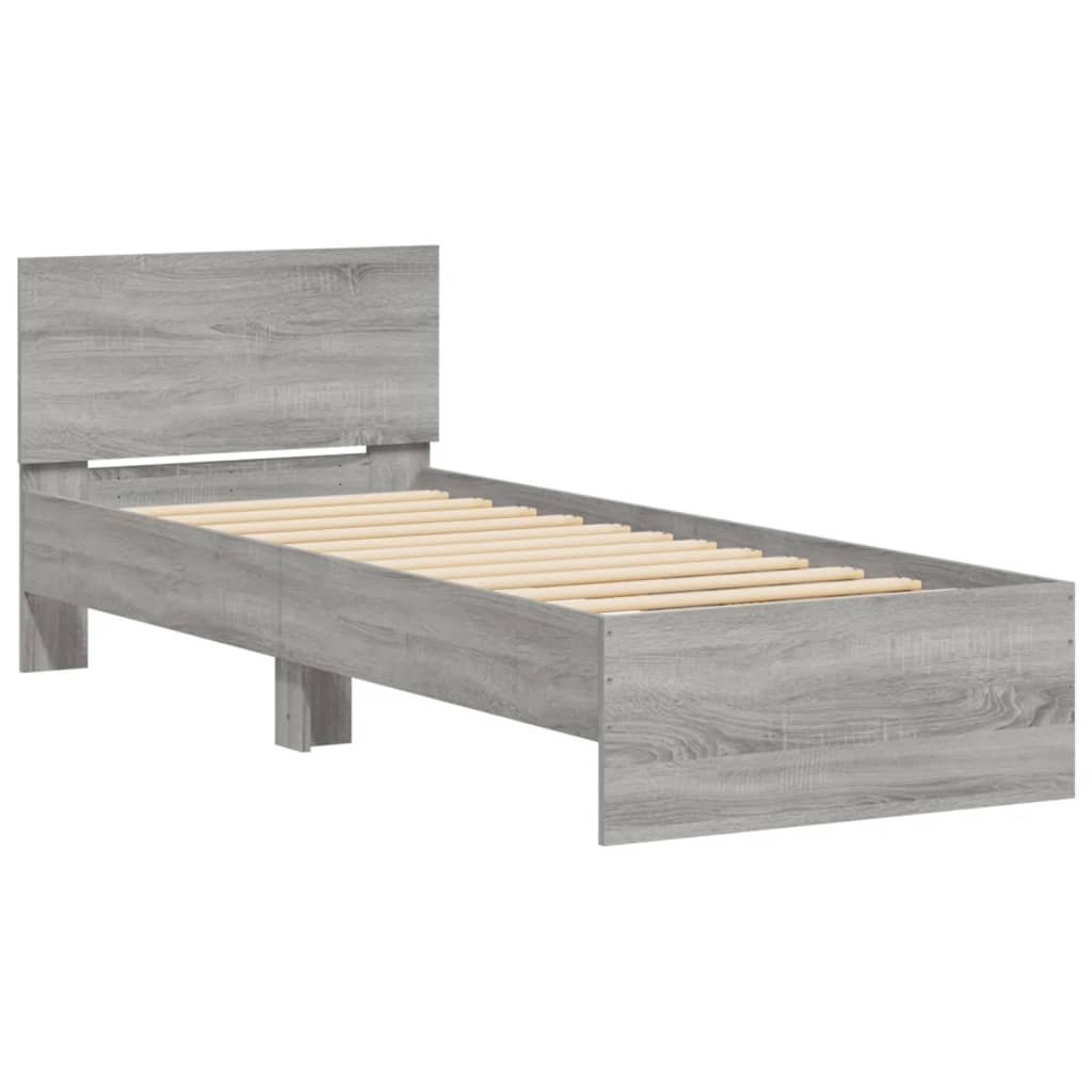 Vidaxl bedframe met hoofdeinde bewerkt hout grijs sonoma 90x190 cm