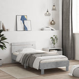 Vidaxl bedframe met hoofdbord en led-verlichting betongrijs 100x200 cm