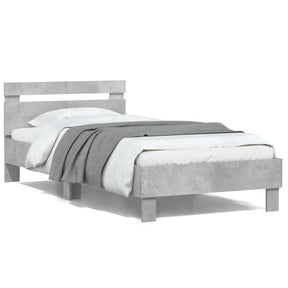 Vidaxl bedframe met hoofdbord en led-verlichting betongrijs 100x200 cm