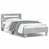 Vidaxl bedframe met hoofdbord en led-verlichting betongrijs 90x200 cm