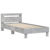 Vidaxl bedframe met hoofdbord en led-verlichting betongrijs 90x190 cm