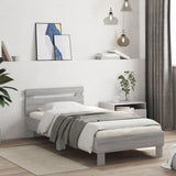 Vidaxl bedframe met hoofdbord en led grijs sonoma eikenkleur 90x190 cm