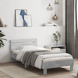 Vidaxl bedframe met hoofdbord en led-verlichting betongrijs 75x190 cm