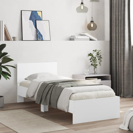 Vidaxl bedframe met hoofdbord en led-verlichting wit 90x200 cm