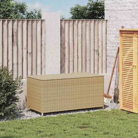 Vidaxl tuinbox met wielen 190 l poly rattan gemengd beige