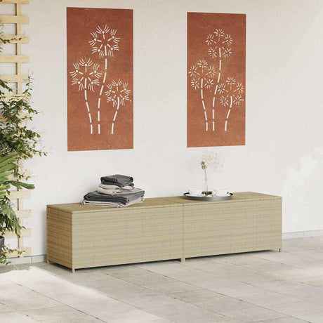 Vidaxl tuinbox met wielen 469 l poly rattan gemengd beige