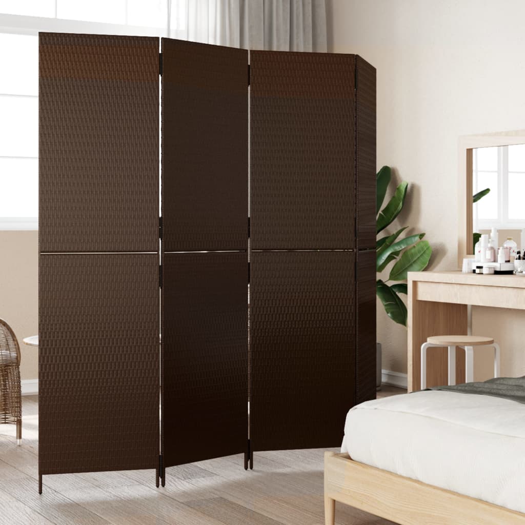 Vidaxl kamerscherm 4 panelen poly rattan bruin