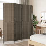 Vidaxl kamerscherm 4 panelen poly rattan grijs
