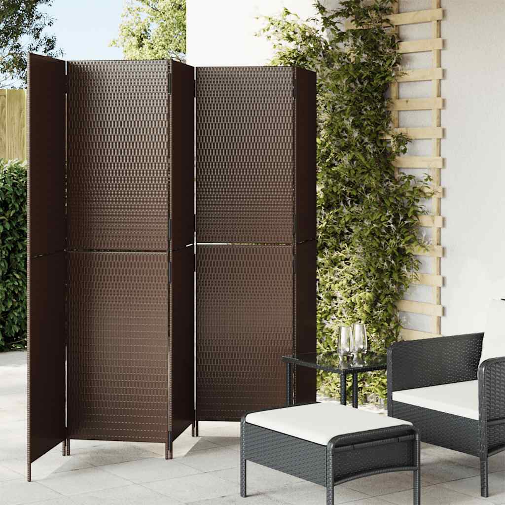 Vidaxl kamerscherm 5 panelen poly rattan bruin