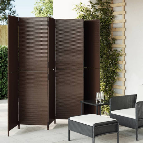 Vidaxl kamerscherm 6 panelen poly rattan bruin