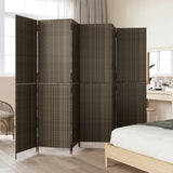 Vidaxl kamerscherm 6 panelen poly rattan grijs