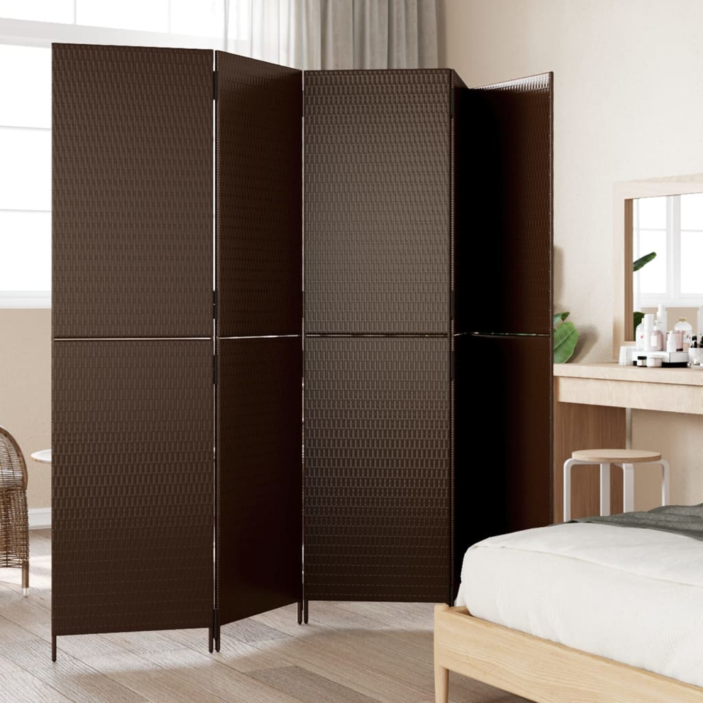 Vidaxl kamerscherm 5 panelen poly rattan bruin