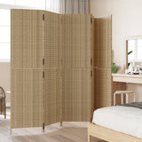 Vidaxl kamerscherm 5 panelen poly rattan beige