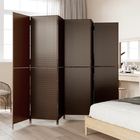 Vidaxl kamerscherm 6 panelen poly rattan bruin