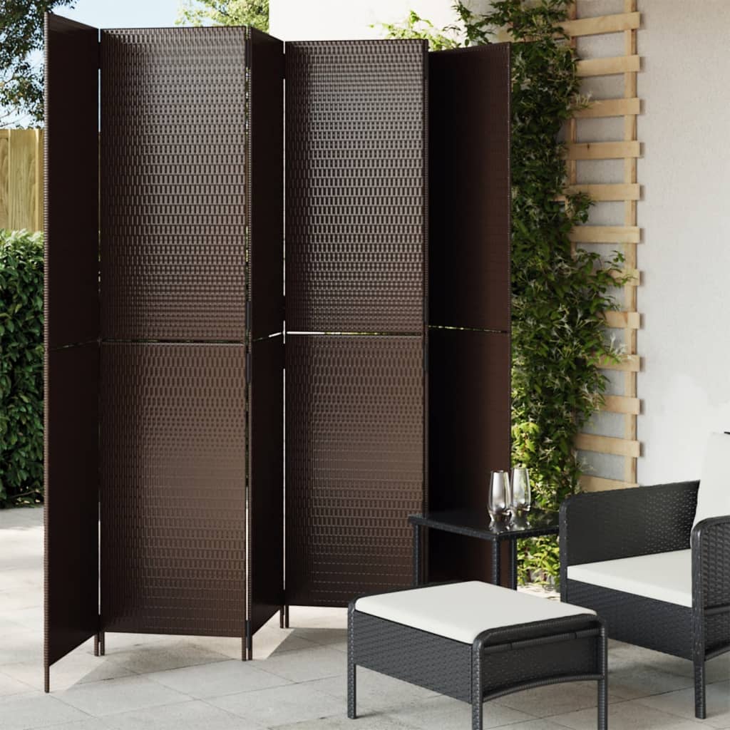 Vidaxl kamerscherm 6 panelen poly rattan bruin