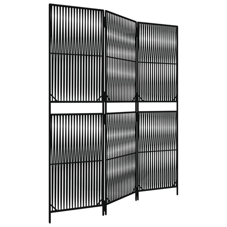Vidaxl kamerscherm 3 panelen poly rattan zwart