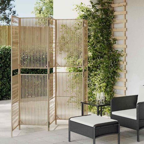 Vidaxl kamerscherm 5 panelen poly rattan beige