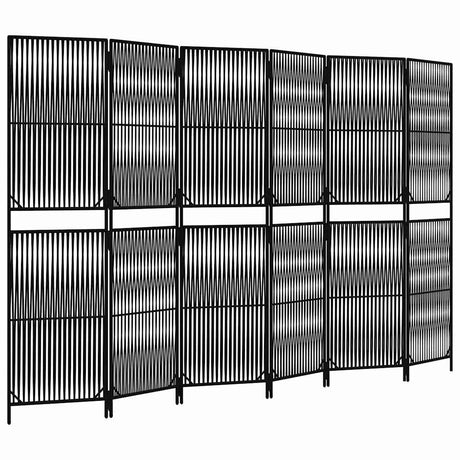 Vidaxl kamerscherm 6 panelen poly rattan zwart