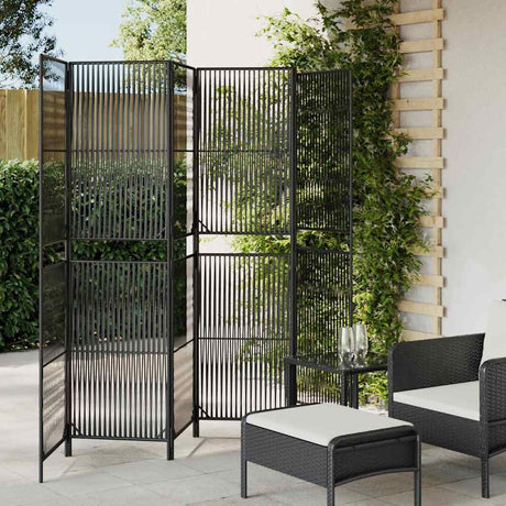 Vidaxl kamerscherm 6 panelen poly rattan zwart