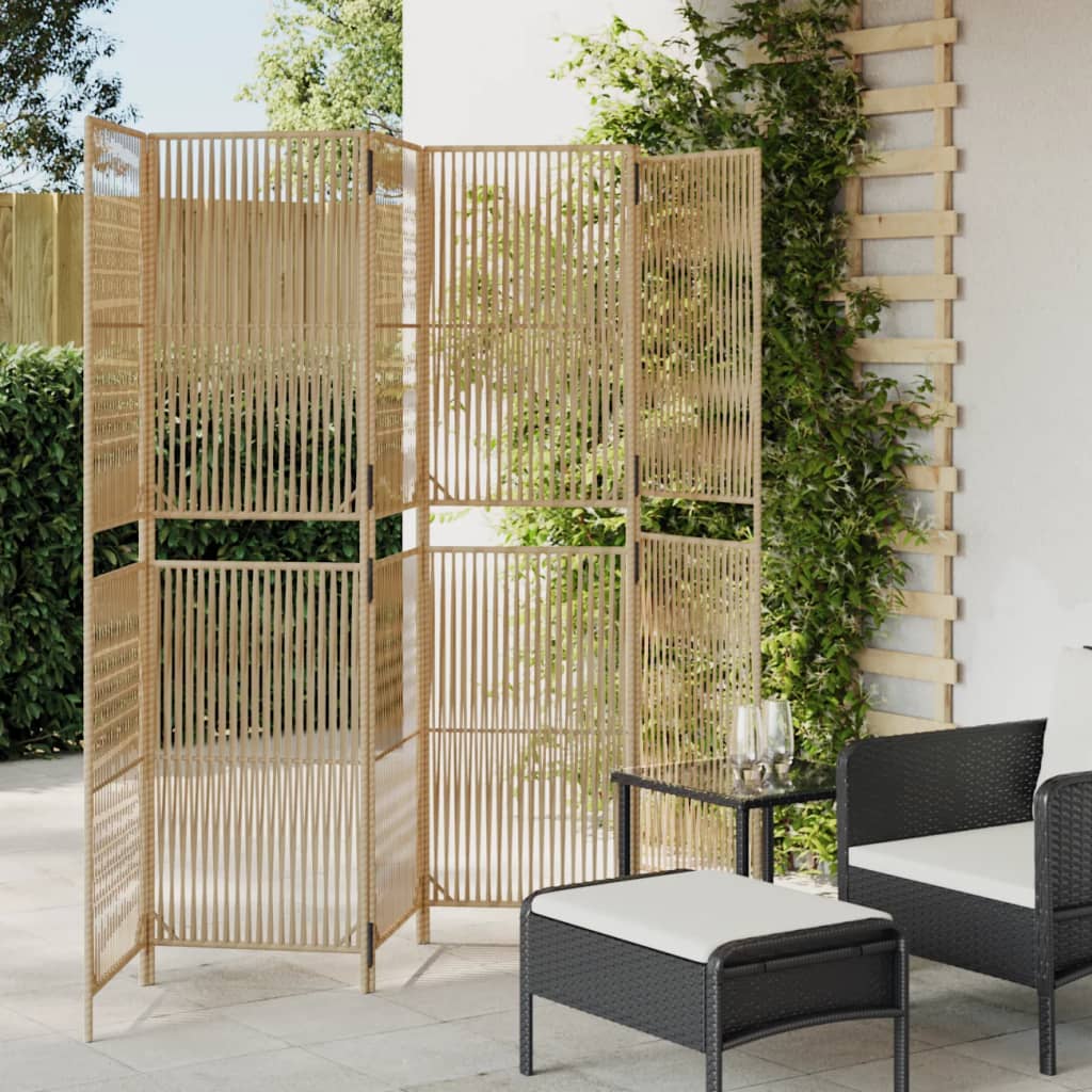 Vidaxl kamerscherm 6 panelen poly rattan beige