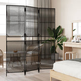 Vidaxl kamerscherm 3 panelen poly rattan zwart