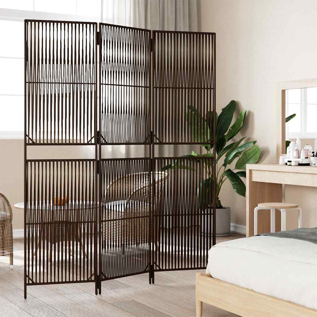 Vidaxl kamerscherm 3 panelen poly rattan bruin