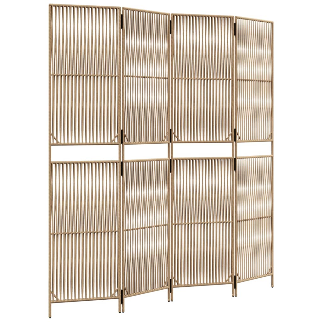 Vidaxl kamerscherm 4 panelen poly rattan beige
