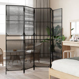 Vidaxl kamerscherm 5 panelen poly rattan zwart