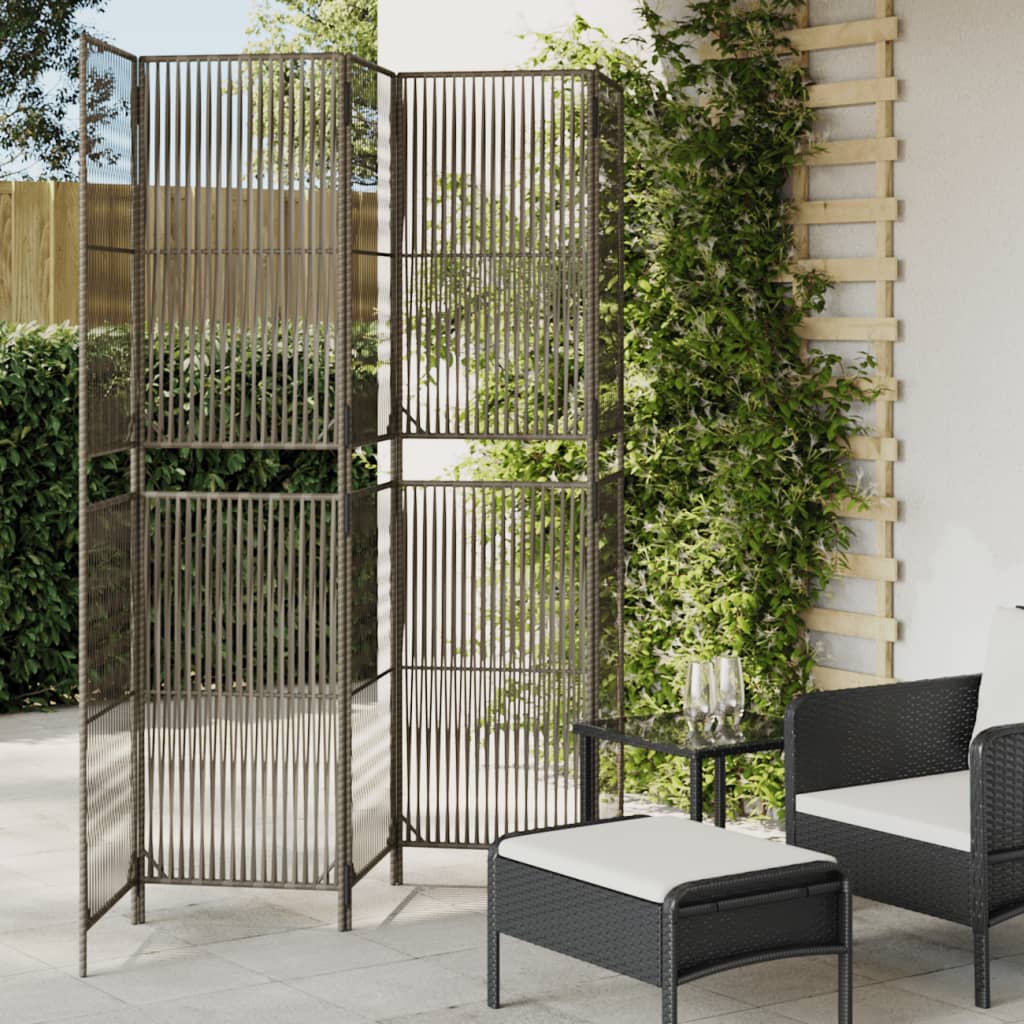 Vidaxl kamerscherm 5 panelen poly rattan grijs