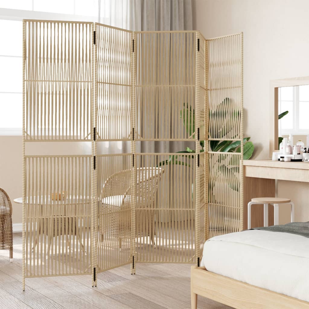 Vidaxl kamerscherm 5 panelen poly rattan beige
