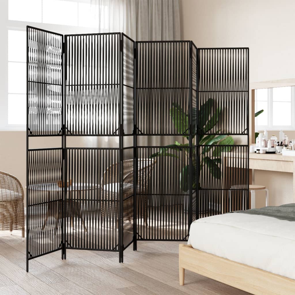 Vidaxl kamerscherm 6 panelen poly rattan zwart