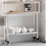 Vidaxl keukenwerktafel met bovenschap 110x30x120 cm roestvrij staal