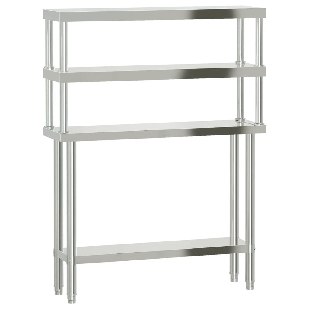 VidaXL Küchenarbeitstisch mit oberer Ablage 110x30x150 cm Edelstahl