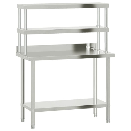 VidaXL Küchenarbeitstisch mit oberer Ablage 110x55x150 cm Edelstahl