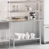 VidaXL Küchenarbeitstisch mit oberer Ablage 110x55x150 cm Edelstahl