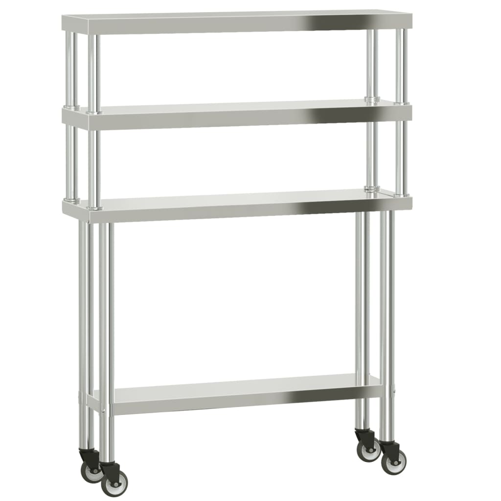 VidaXL Küchenarbeitstisch mit oberer Ablage 110x30x150 cm Edelstahl