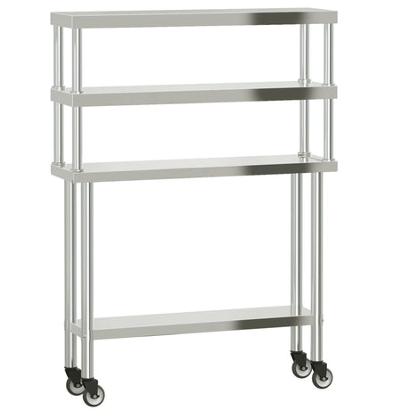 VidaXL Küchenarbeitstisch mit oberer Ablage 110x30x150 cm Edelstahl