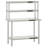 Vidaxx Küchenarbeitstisch mit oberer Ablage 110x55x150 cm Edelstahl
