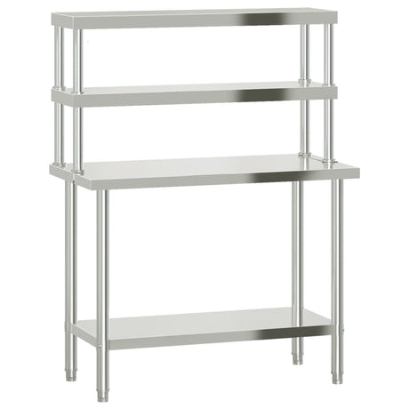 Vidaxx Küchenarbeitstisch mit oberer Ablage 110x55x150 cm Edelstahl