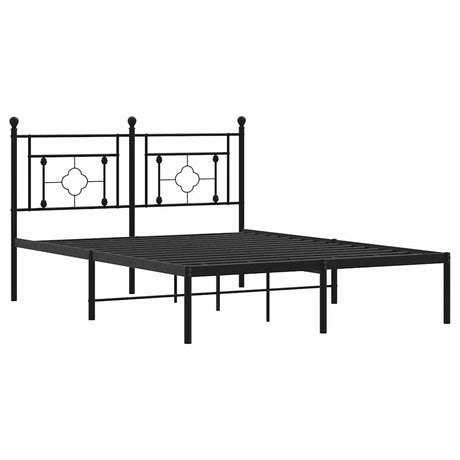 Vidaxl bedframe met hoofdbord metaal zwart 140x200 cm