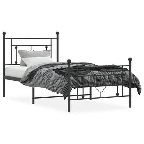 Vidaxl bedframe met hoofd- en voeteneinde metaal zwart 90x190 cm