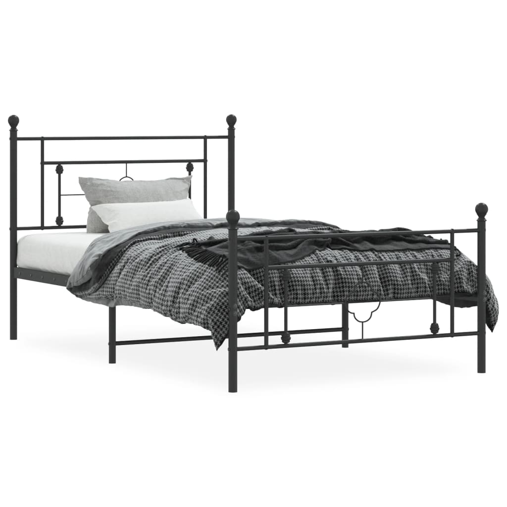 Vidaxl bedframe met hoofd- en voeteneinde metaal zwart 107x203 cm
