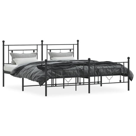 Vidaxl bedframe met hoofd- en voeteneinde metaal zwart 183x213 cm
