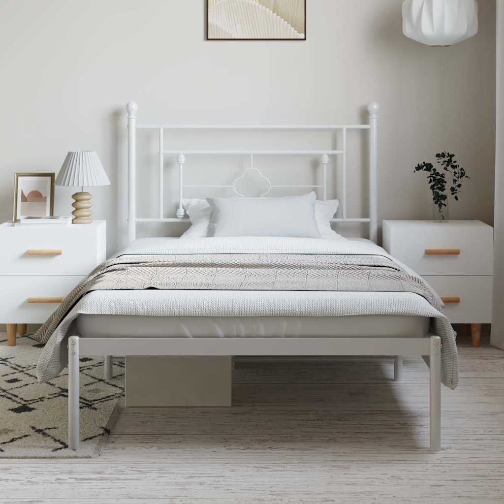Vidaxl bedframe met hoofdbord metaal wit 100x200 cm