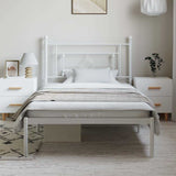 Vidaxl bedframe met hoofdbord metaal wit 100x200 cm