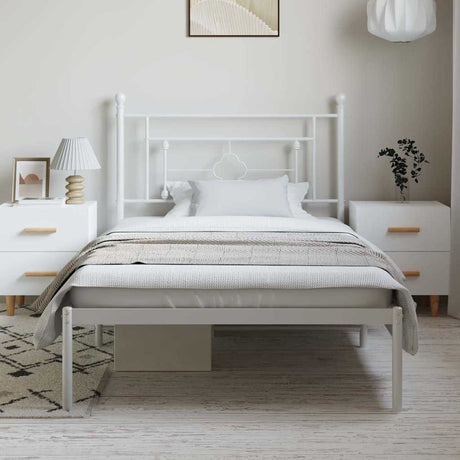 Vidaxl bedframe met hoofdbord metaal wit 100x200 cm