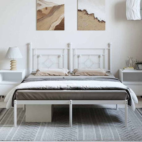 Vidaxl bedframe met hoofdbord metaal wit 150x200 cm