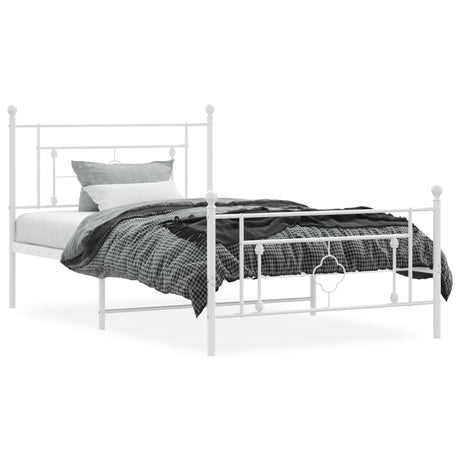Vidaxl bedframe met hoofd- en voeteneinde metaal wit 107x203 cm